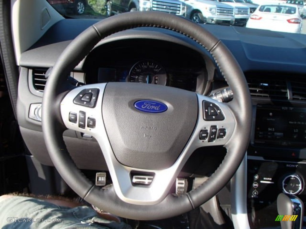 2013 Ford Edge Sport AWD Charcoal Black/Liquid Silver Smoke Metallic Steering Wheel Photo #85009817