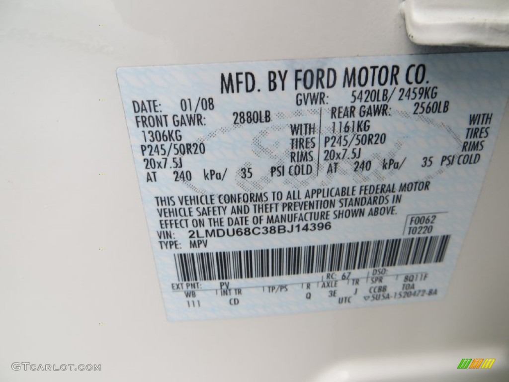 2008 MKX Color Code PV for White Chocolate Tri Coat Photo #85010336