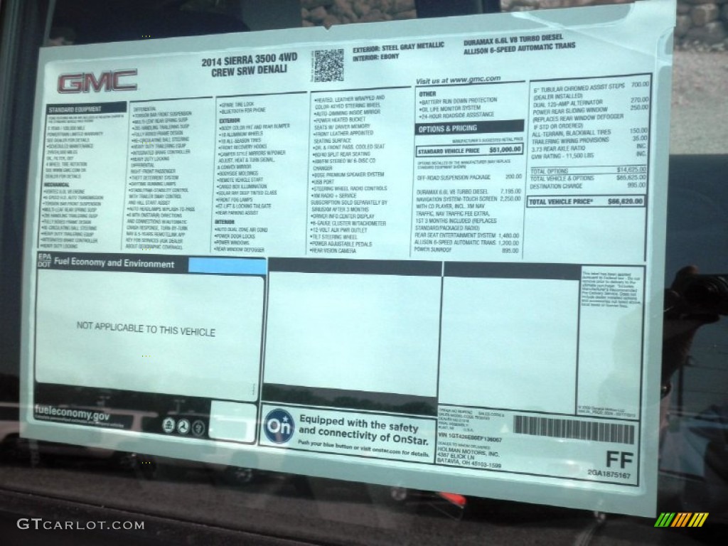 2014 GMC Sierra 3500HD Denali Crew Cab 4x4 Window Sticker Photos