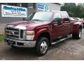 2008 Dark Toreador Red Ford F350 Super Duty Lariat Crew Cab 4x4 Dually  photo #1