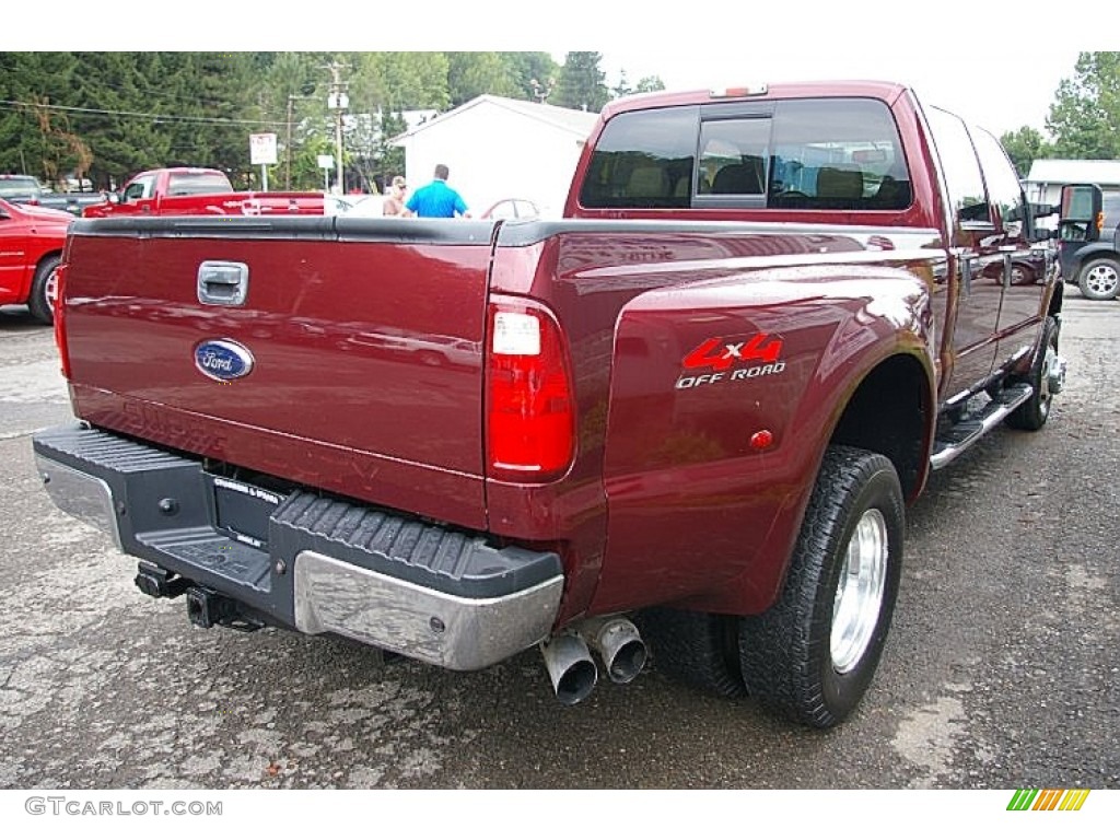 2008 F350 Super Duty Lariat Crew Cab 4x4 Dually - Dark Toreador Red / Camel photo #13