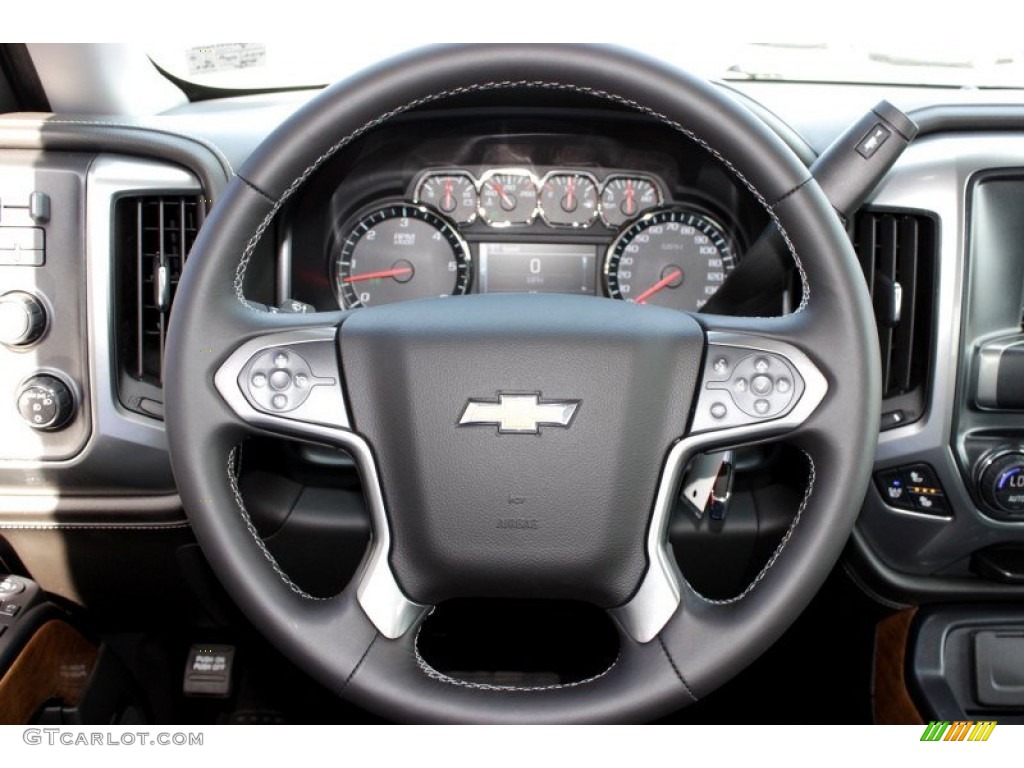 2014 Chevrolet Silverado 1500 LTZ Crew Cab 4x4 Jet Black/Dark Ash Steering Wheel Photo #85018361