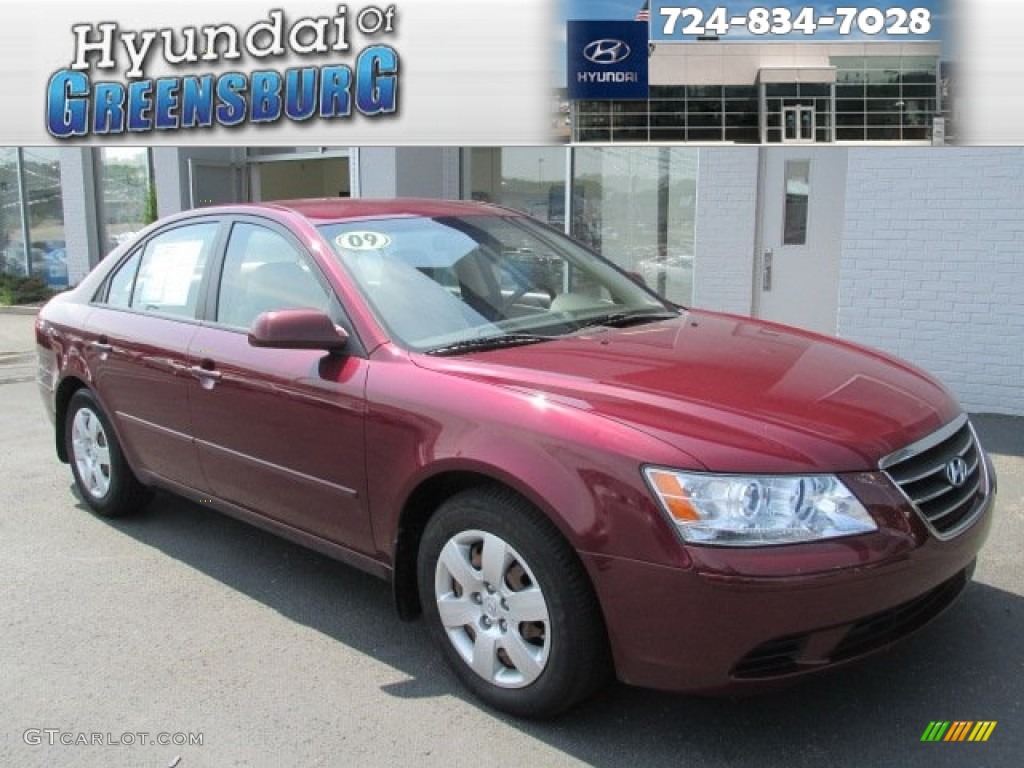 2009 Sonata GLS - Dark Cherry Red / Camel photo #1