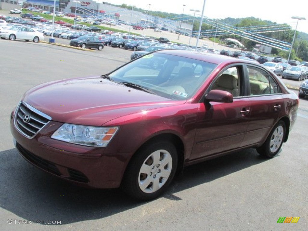 2009 Sonata GLS - Dark Cherry Red / Camel photo #5