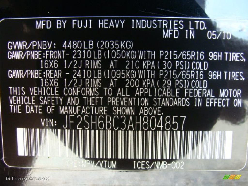 2010 Forester 2.5 X Premium - Obsidian Black Pearl / Black photo #15