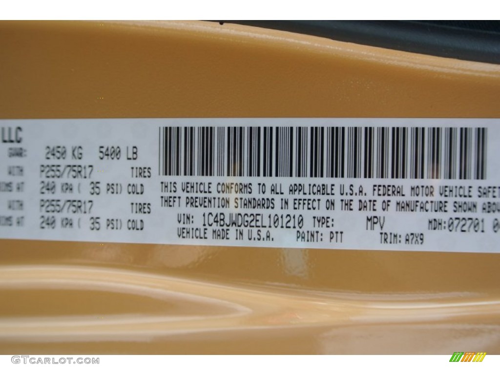 2014 Wrangler Unlimited Color Code PTT for Dune Photo #85027885