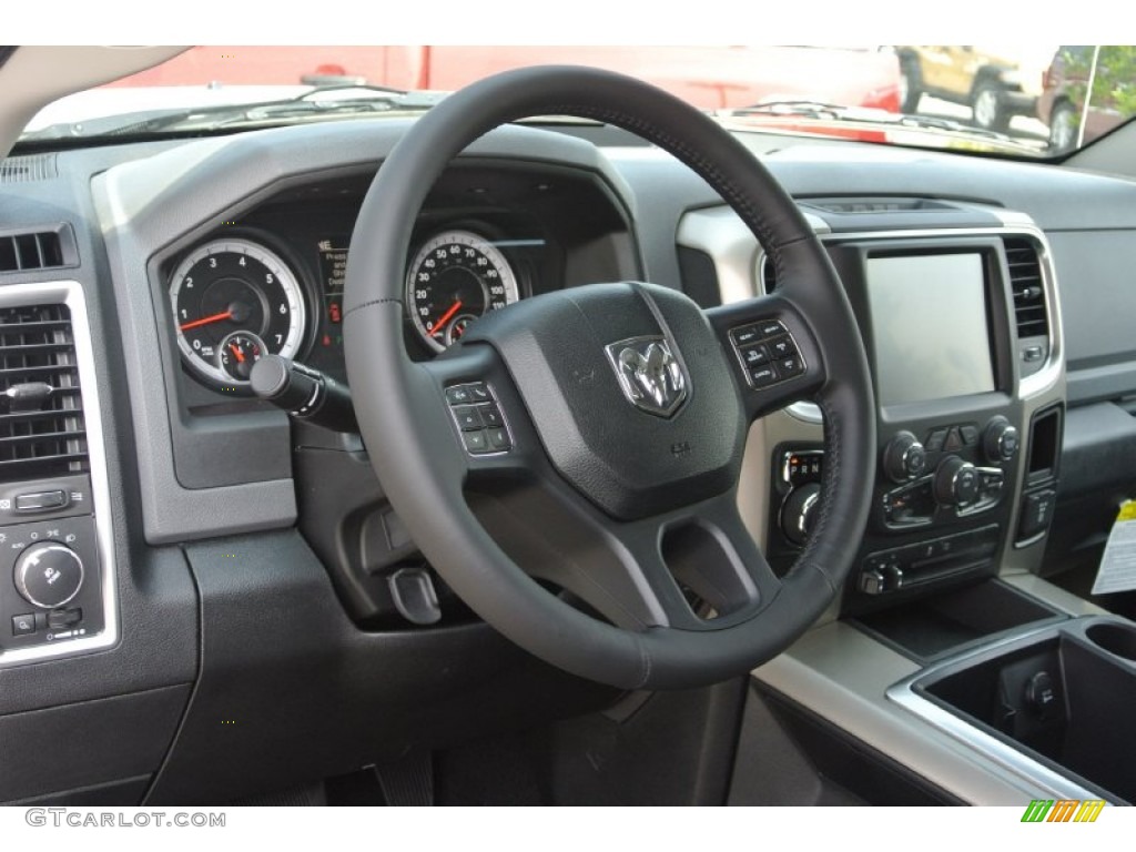 2014 Ram 1500 Big Horn Quad Cab Black/Diesel Gray Steering Wheel Photo #85031354