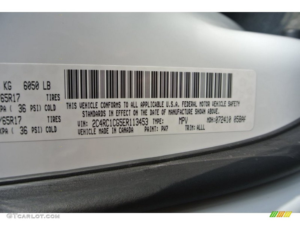 2014 Town & Country Color Code PW7 for Bright White Photo #85031524
