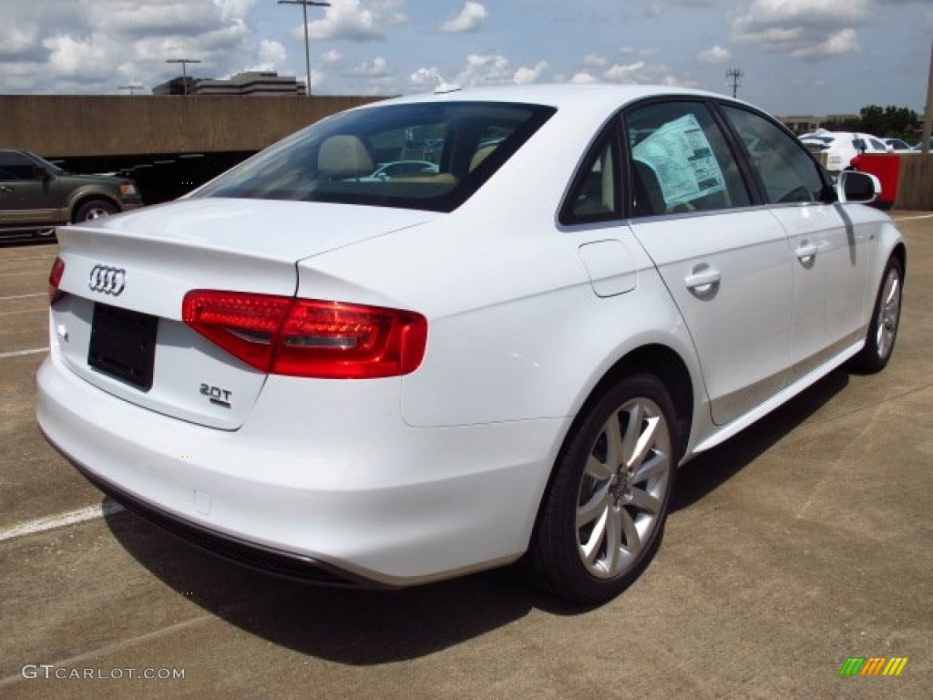 2014 A4 2.0T quattro Sedan - Glacier White Metallic / Velvet Beige/Moor Brown photo #2