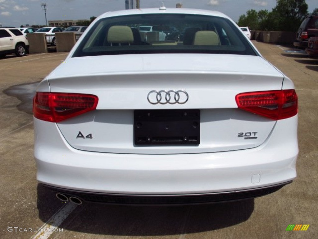2014 A4 2.0T quattro Sedan - Glacier White Metallic / Velvet Beige/Moor Brown photo #3