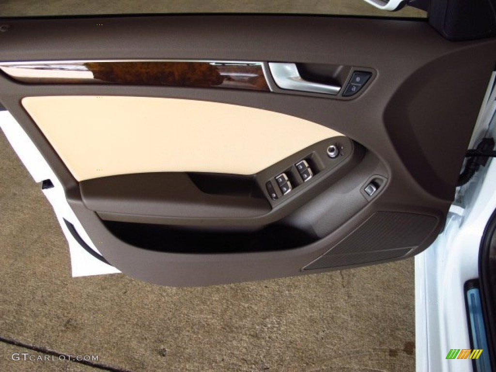 2014 Audi A4 2.0T quattro Sedan Velvet Beige/Moor Brown Door Panel Photo #85036469