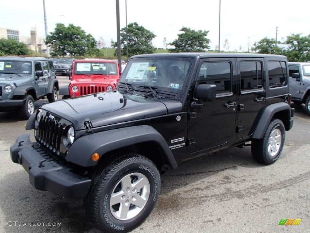 Black 2014 Jeep Wrangler Unlimited Sport S 4x4 Exterior Photo #85038043