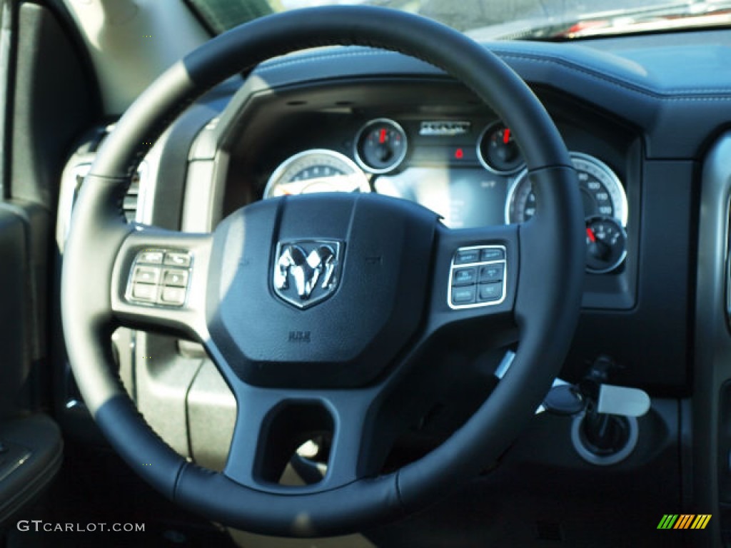 2014 Ram 1500 Sport Quad Cab 4x4 Black Steering Wheel Photo #85044949