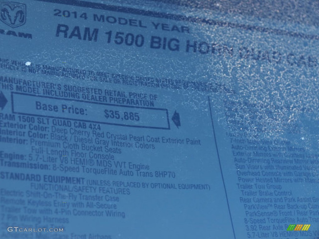 2014 Ram 1500 Big Horn Quad Cab 4x4 Window Sticker Photo #85045183