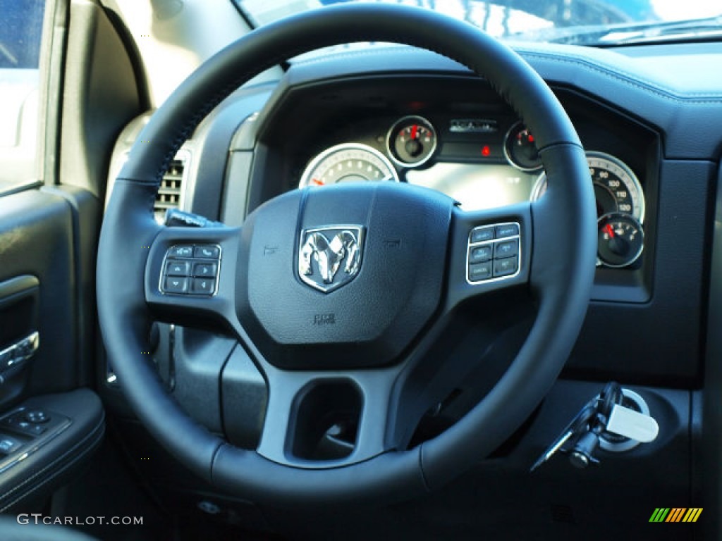 2014 Ram 1500 Sport Quad Cab 4x4 Black Steering Wheel Photo #85045684