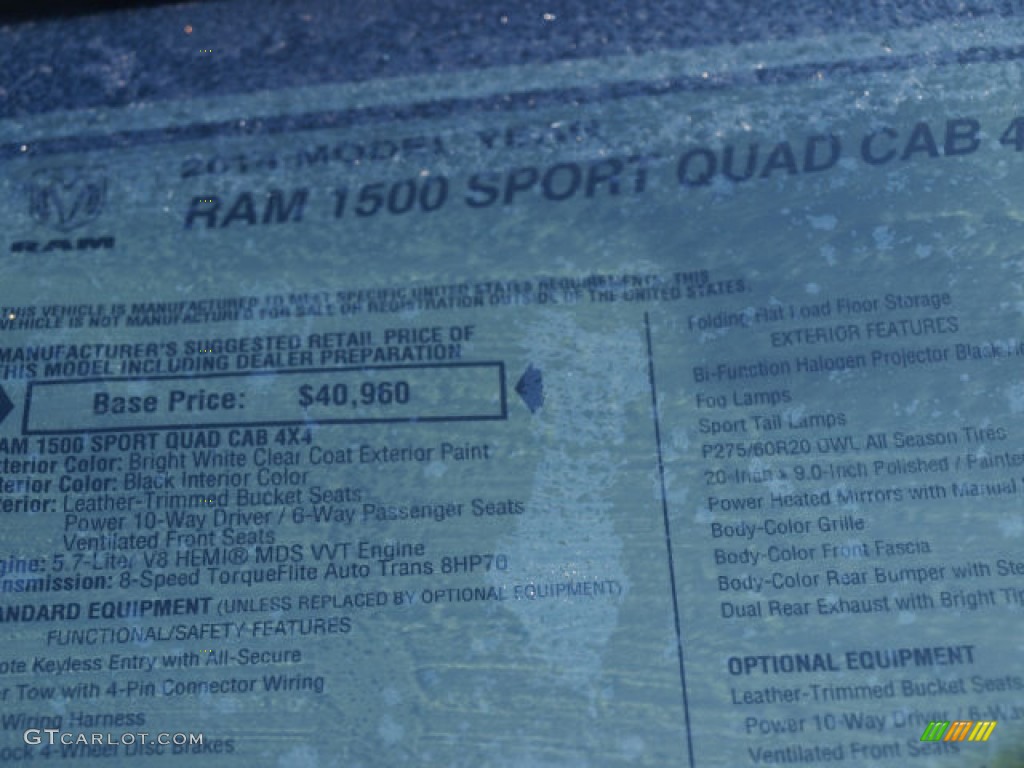 2014 Ram 1500 Sport Quad Cab 4x4 Window Sticker Photo #85045771