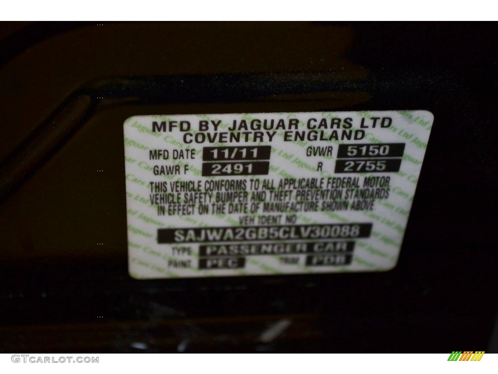 2012 XJ Color Code PEC for Ebony Photo #85046410