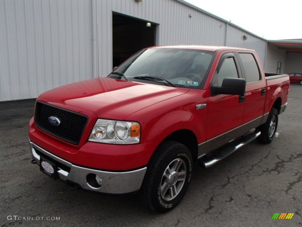 2006 F150 XLT SuperCrew 4x4 - Bright Red / Tan photo #2