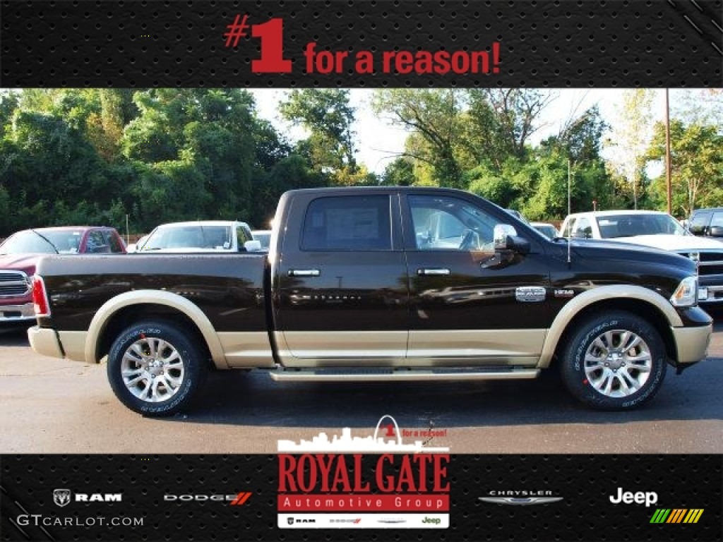 2013 1500 Laramie Longhorn Crew Cab 4x4 - Black Gold Pearl / Canyon Brown/Light Frost Beige photo #1