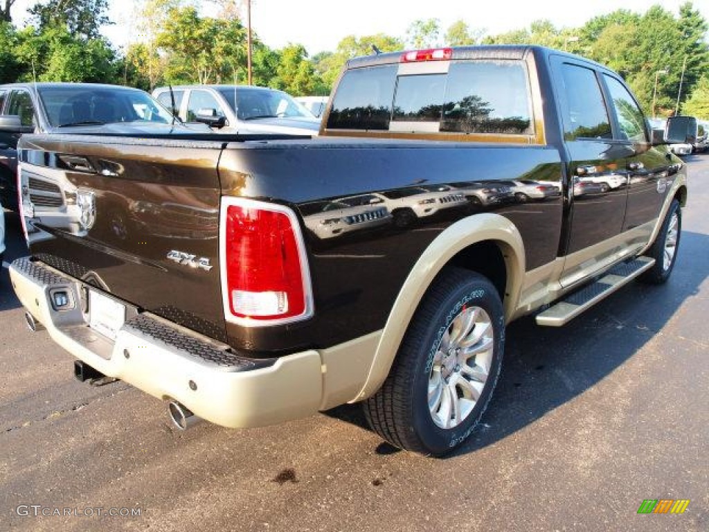 2013 1500 Laramie Longhorn Crew Cab 4x4 - Black Gold Pearl / Canyon Brown/Light Frost Beige photo #3