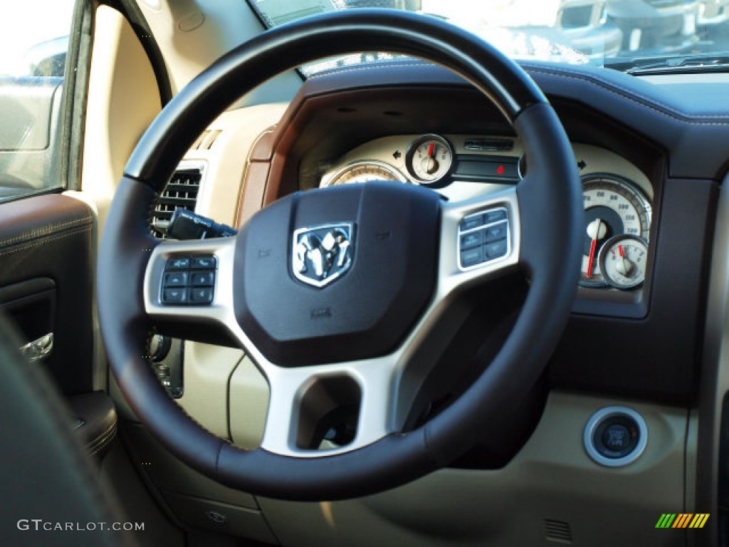 2013 1500 Laramie Longhorn Crew Cab 4x4 - Black Gold Pearl / Canyon Brown/Light Frost Beige photo #6