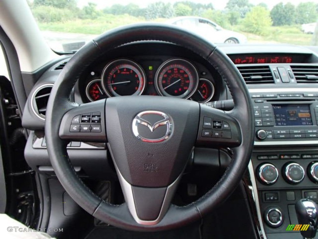2012 Mazda MAZDA6 s Grand Touring Sedan Black Steering Wheel Photo #85049098