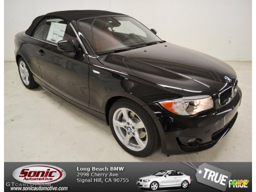 2013 1 Series 128i Convertible - Jet Black / Coral Red photo #1