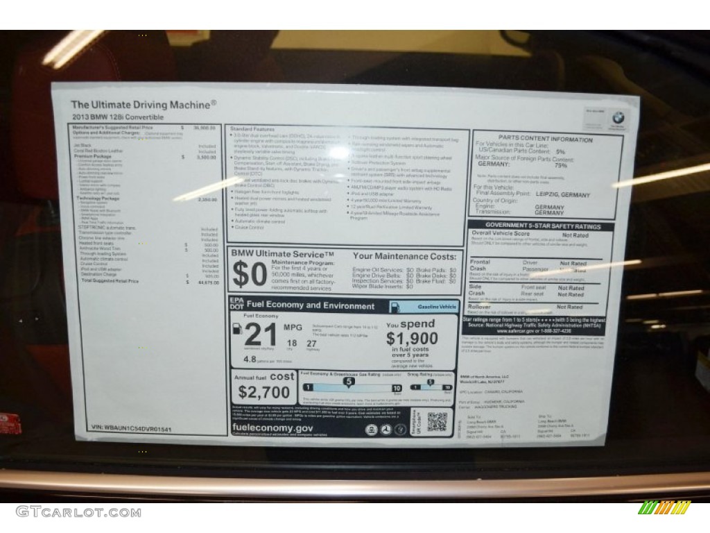 2013 1 Series 128i Convertible - Jet Black / Coral Red photo #4