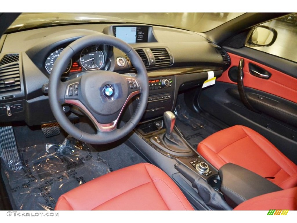 2013 1 Series 128i Convertible - Jet Black / Coral Red photo #6