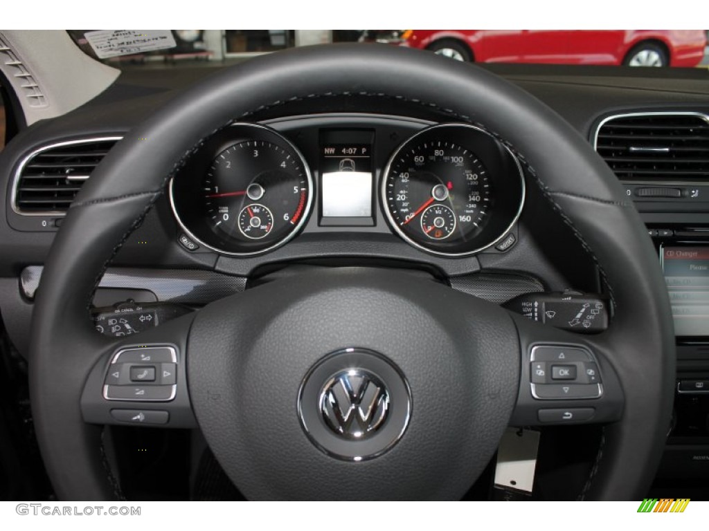 2014 Volkswagen Jetta TDI SportWagen Titan Black Steering Wheel Photo #85053012