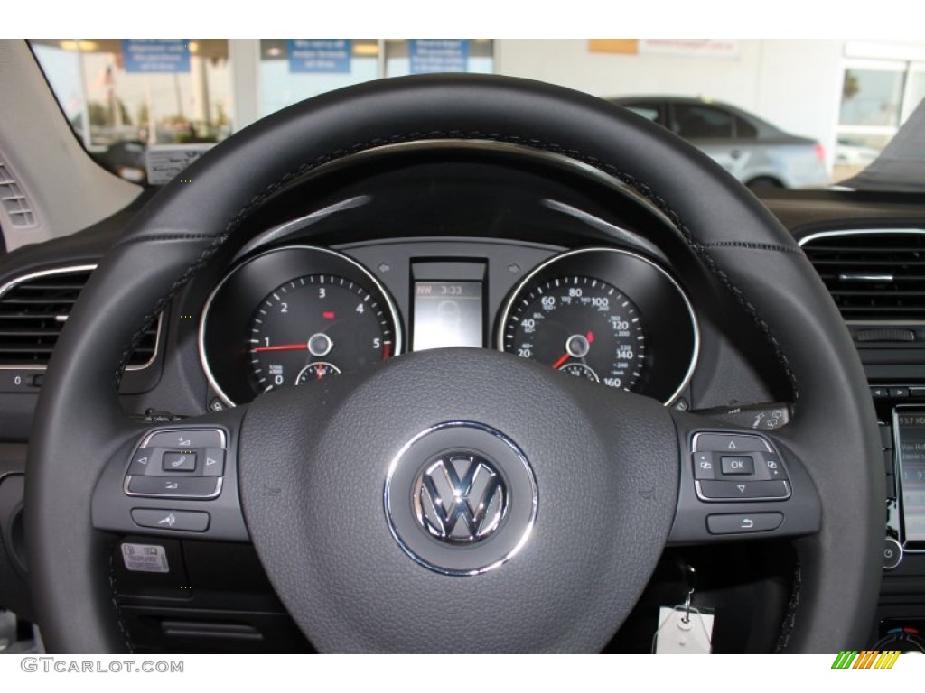 2014 Volkswagen Jetta TDI SportWagen Titan Black Steering Wheel Photo #85057195