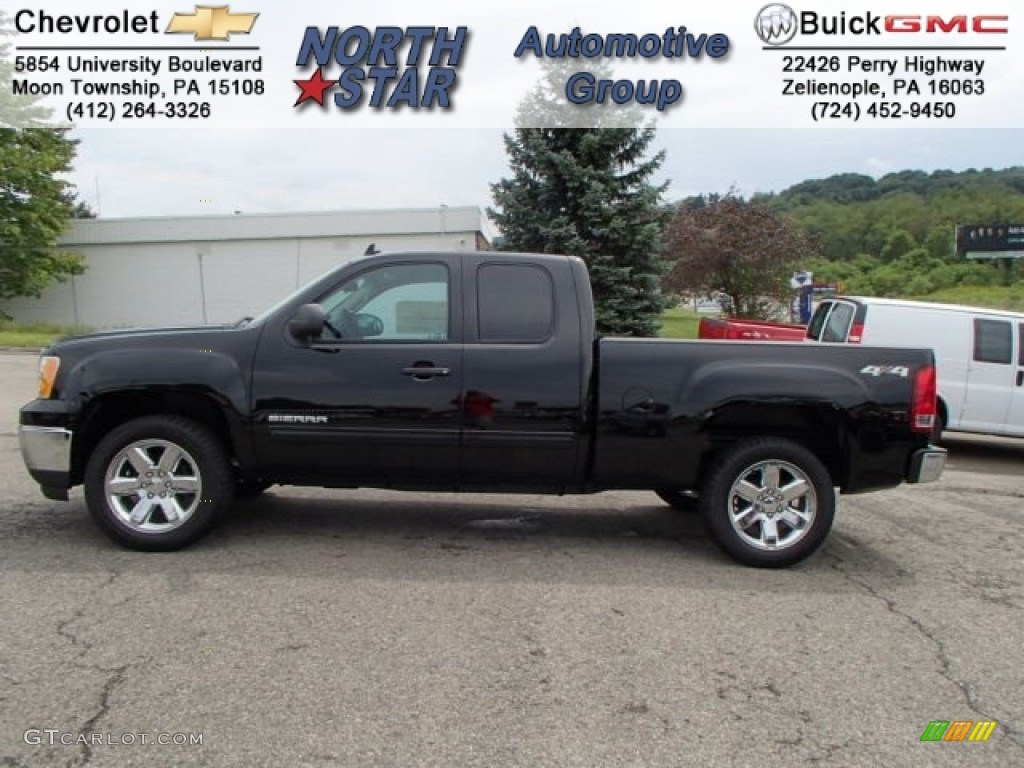 2013 Sierra 1500 SLE Extended Cab 4x4 - Onyx Black / Ebony photo #1
