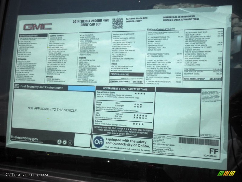 2014 GMC Sierra 2500HD SLT Crew Cab 4x4 Window Sticker Photo #85067794