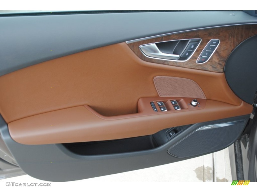 2014 Audi A7 3.0T quattro Prestige Nougat Brown Door Panel Photo #85068692