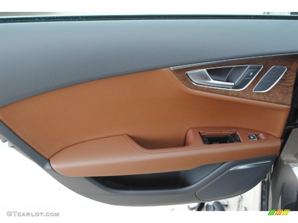 2014 Audi A7 3.0T quattro Prestige Nougat Brown Door Panel Photo #85069052