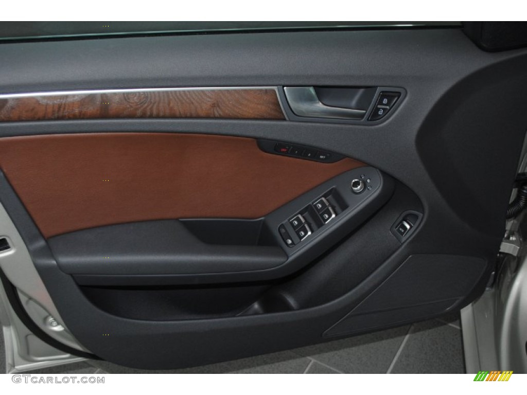 2014 Audi A4 2.0T Sedan Chestnut Brown/Black Door Panel Photo #85069478