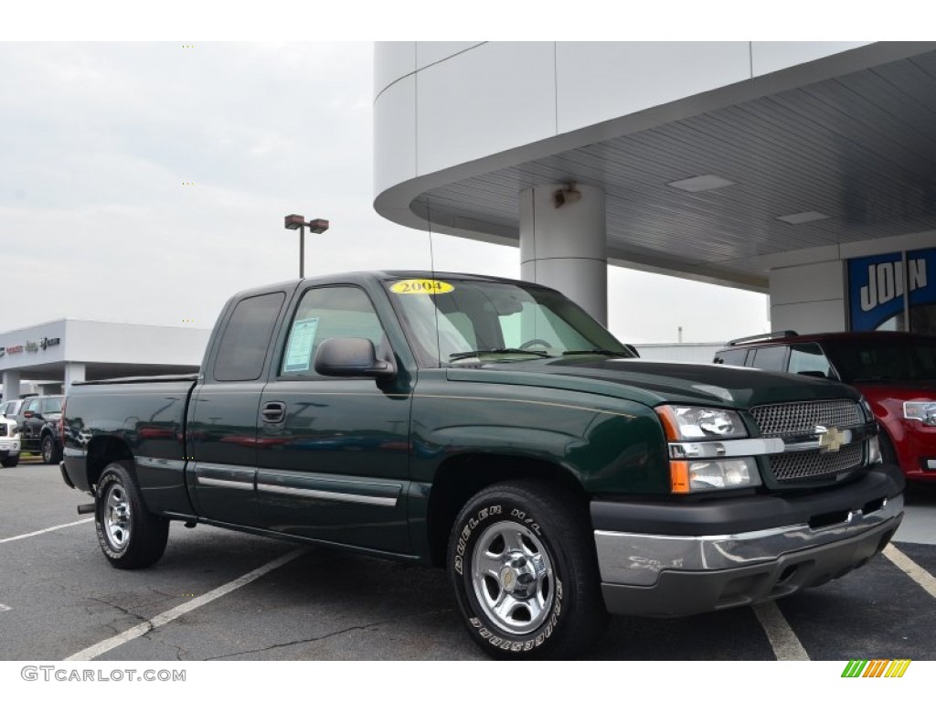 2004 Silverado 1500 LS Extended Cab - Dark Green Metallic / Tan photo #1