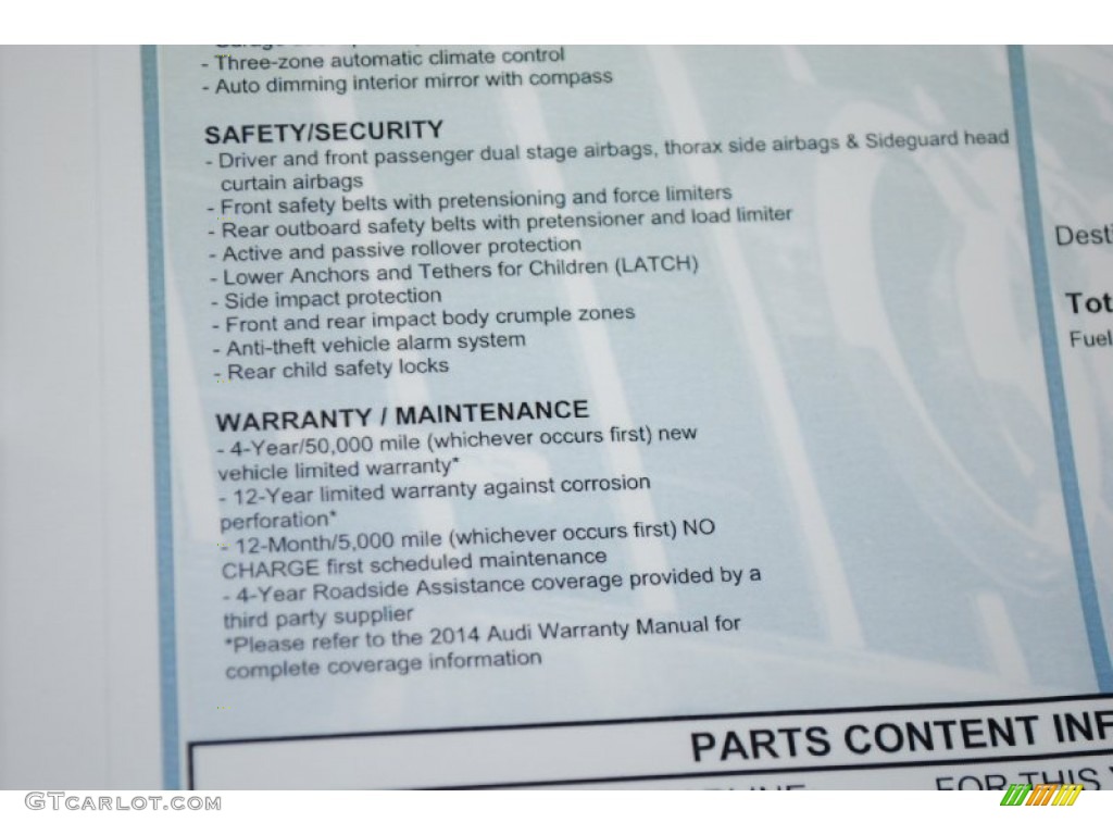 2014 Audi SQ5 Prestige 3.0 TFSI quattro Window Sticker Photo #85071242