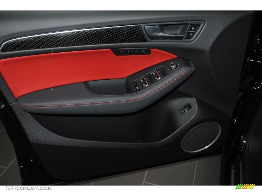 2014 Audi SQ5 Prestige 3.0 TFSI quattro Black/Magma Red Door Panel Photo #85071266