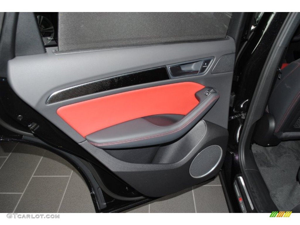 2014 Audi SQ5 Prestige 3.0 TFSI quattro Black/Magma Red Door Panel Photo #85071749