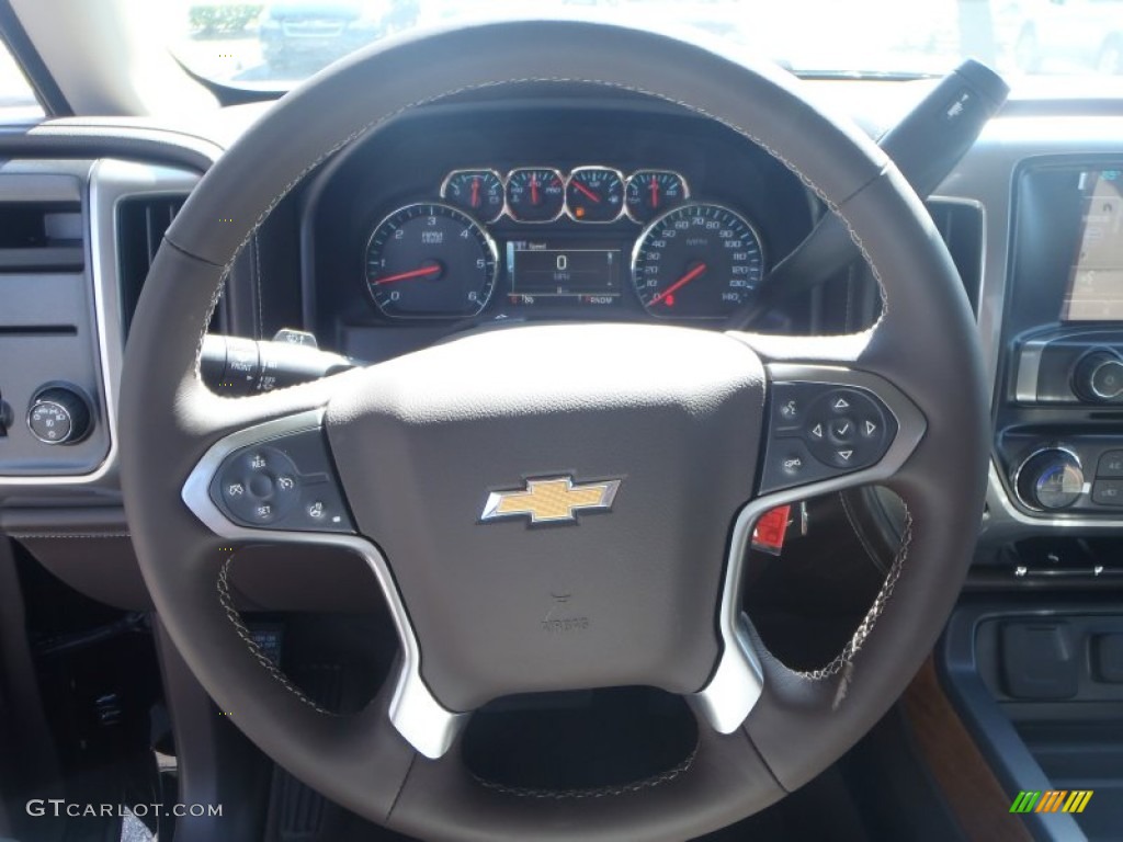 2014 Chevrolet Silverado 1500 LTZ Crew Cab Cocoa/Dune Steering Wheel Photo #85073639