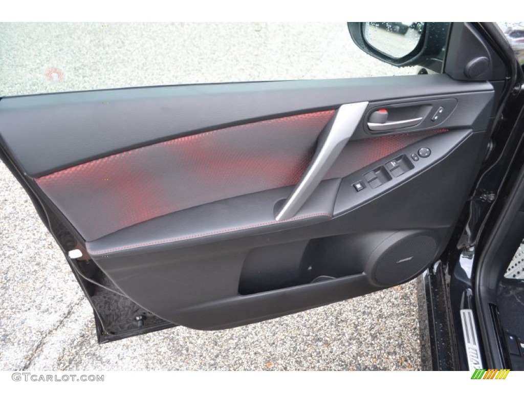 2013 Mazda MAZDA3 MAZDASPEED3 MAZDASPEED Black MPS Leather Door Panel Photo #85075056