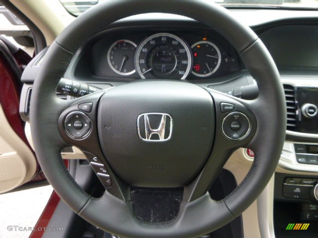 2014 Honda Accord EX-L V6 Sedan Ivory Steering Wheel Photo #85082900