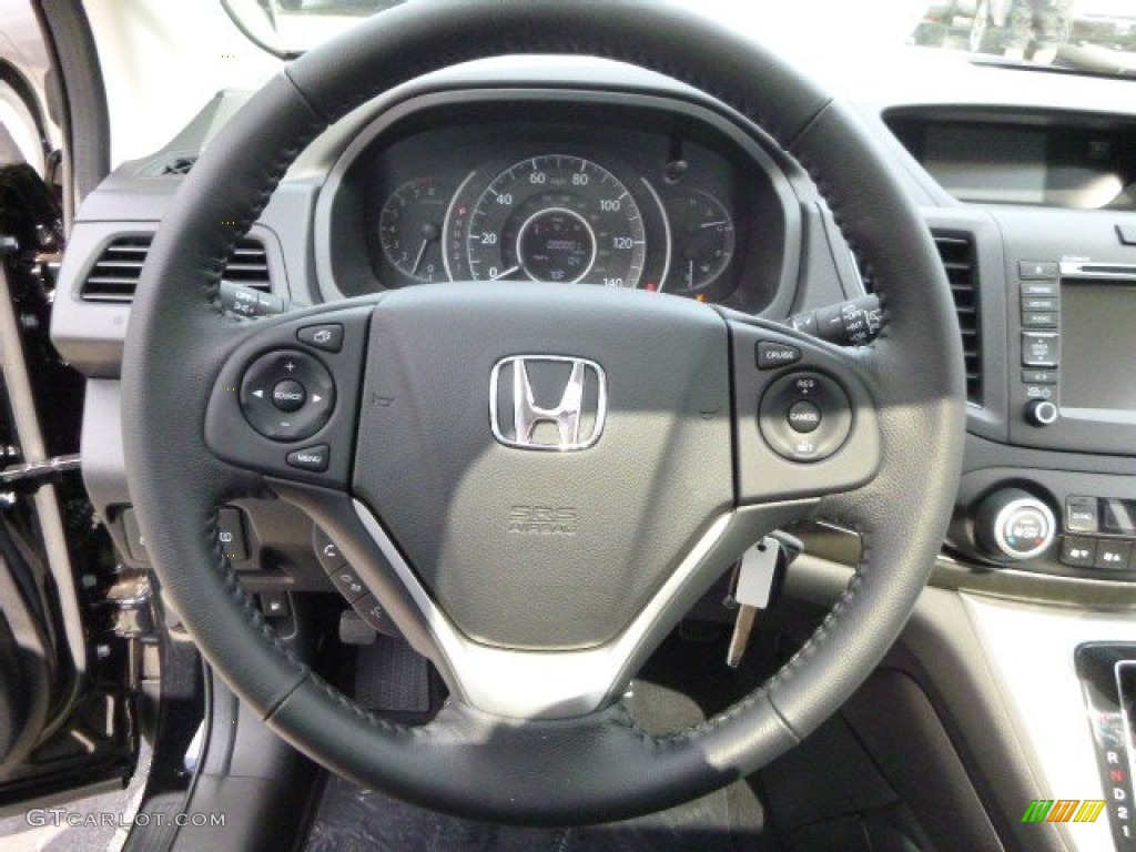 2014 Honda CR-V EX-L AWD Black Steering Wheel Photo #85083365