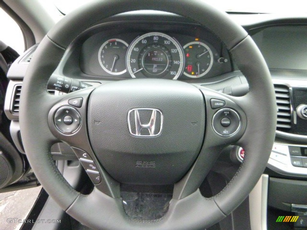 2014 Honda Accord EX-L Sedan Black Steering Wheel Photo #85084790