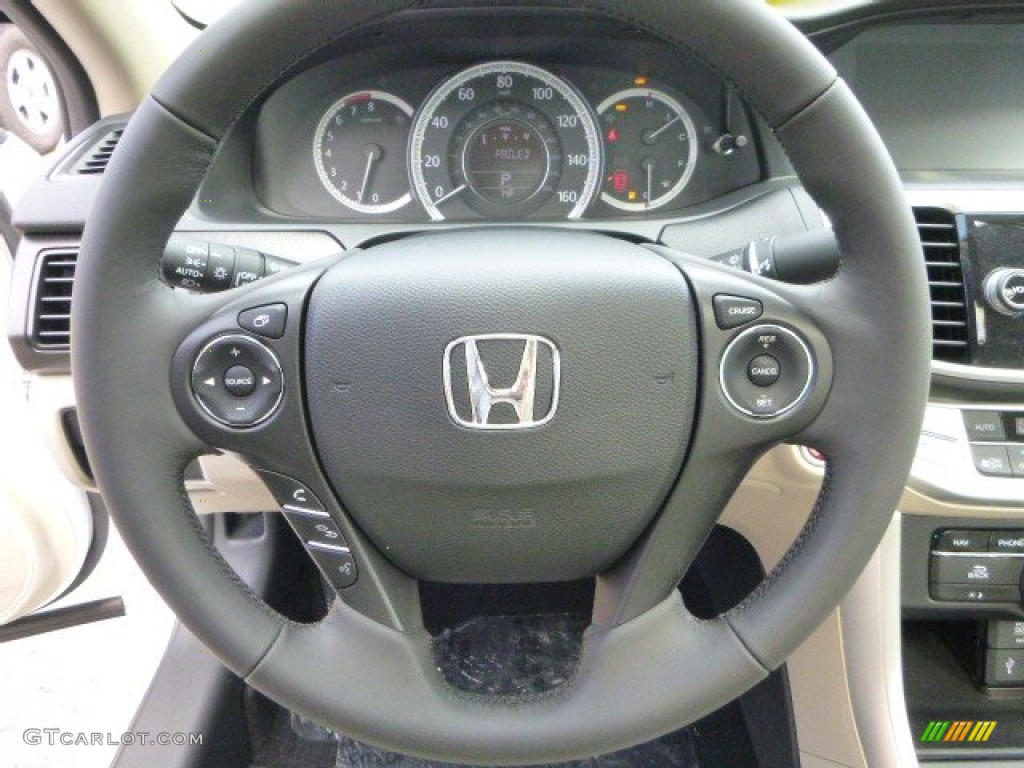 2014 Honda Accord EX-L V6 Sedan Ivory Steering Wheel Photo #85089302