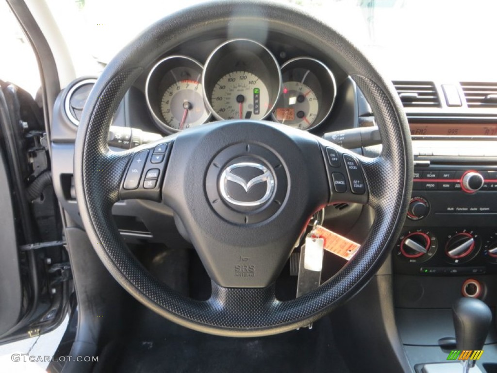 2007 Mazda MAZDA3 i Sport Sedan Black Steering Wheel Photo #85090841