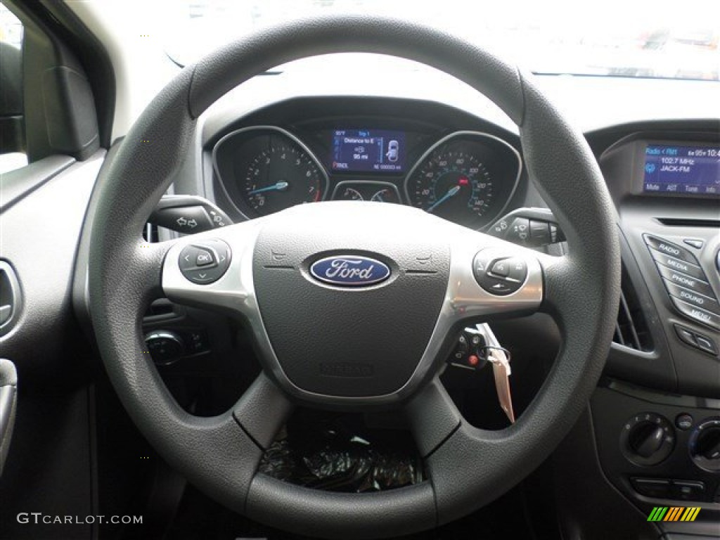 2014 Ford Focus S Sedan Charcoal Black Steering Wheel Photo #85091669