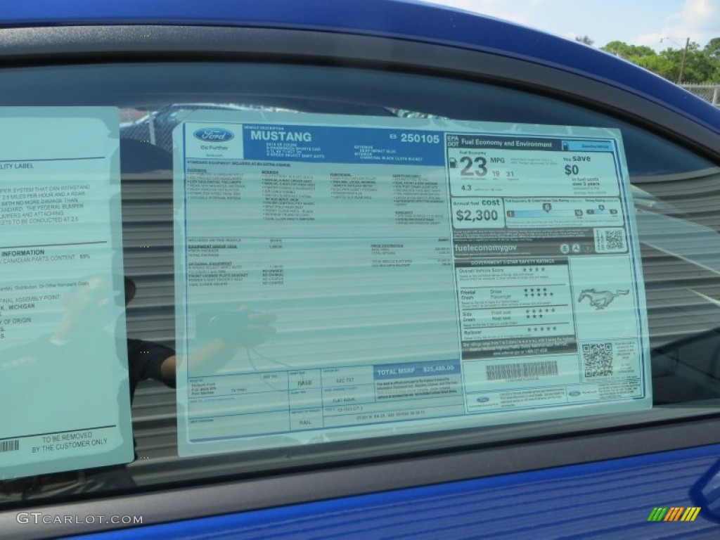 2014 Ford Mustang V6 Coupe Window Sticker Photo #85092794