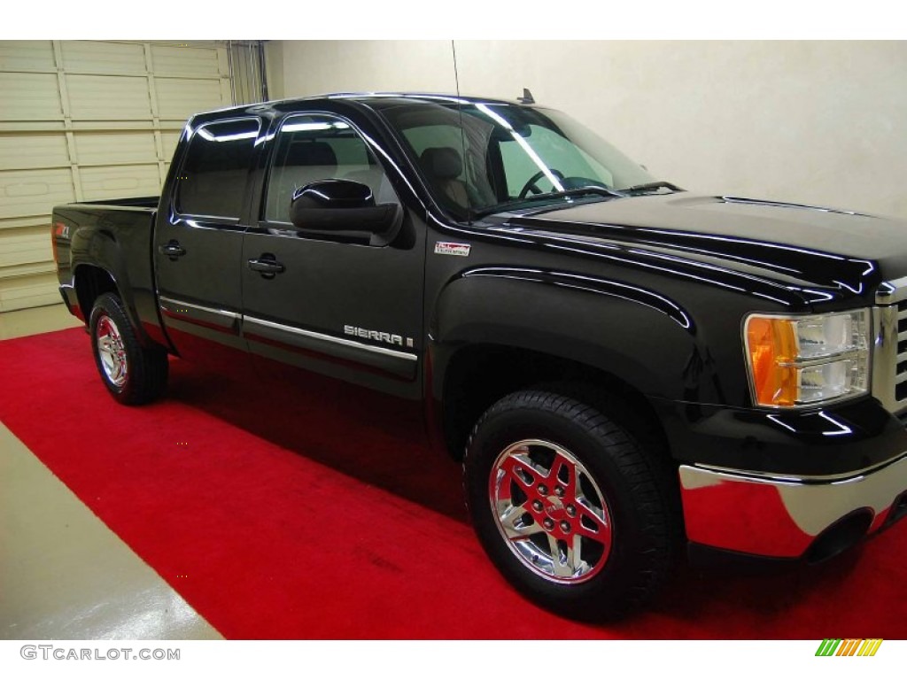 2009 Sierra 1500 SLT Z71 Crew Cab 4x4 - Onyx Black / Ebony/Morocco Brown photo #1